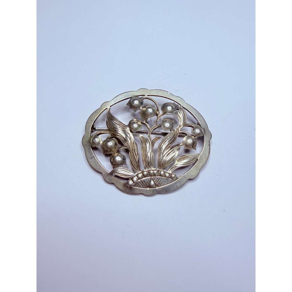 Hand Wrought 925 Sterling Silver Lily of The Valley Brooch